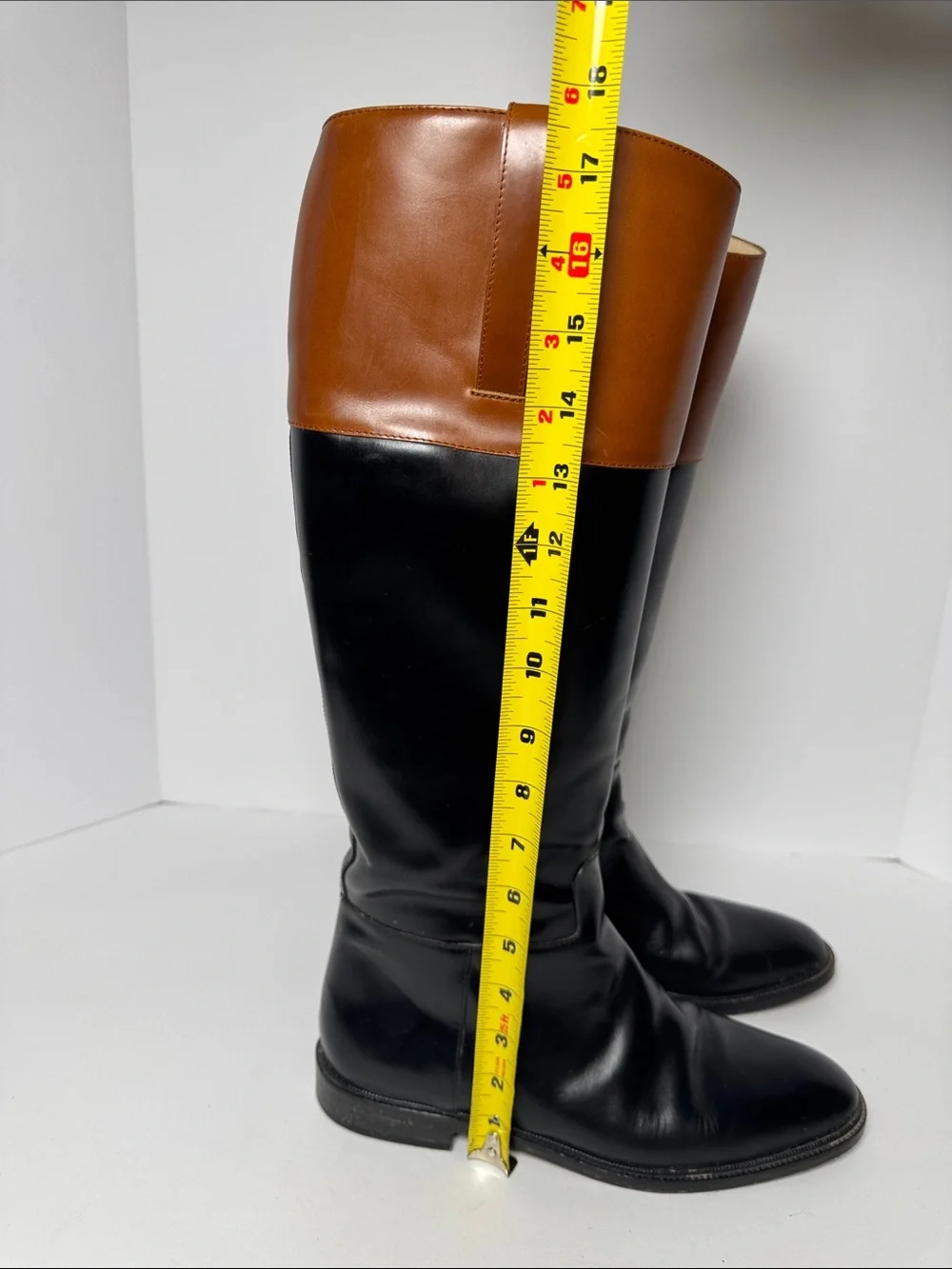 MICHAEL KORS Braden Two-Tone Leather Riding Boots Black Brown Equestrian 10